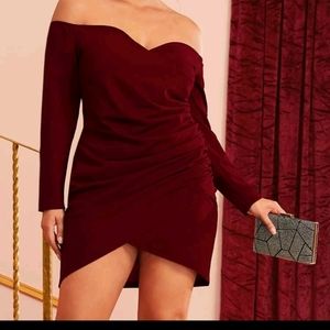 Shein off the shoulders red dress 3x never worn